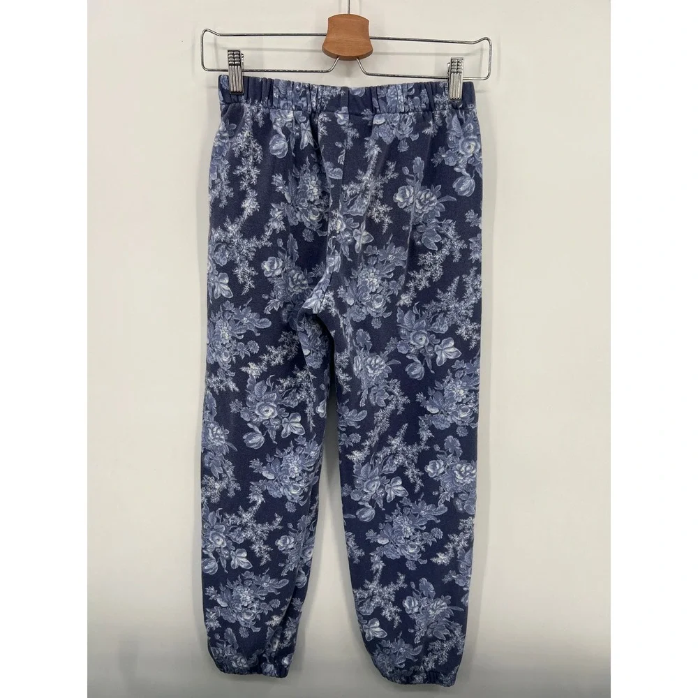 Gap LoveShackFancy Collab Girls Large L Blue Floral Fleece Joggers Coquette